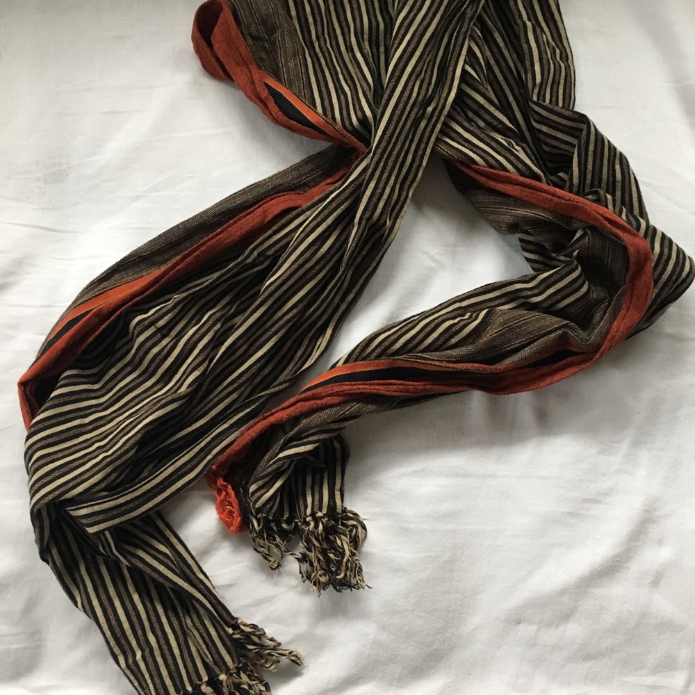 Black tan and orange scarf